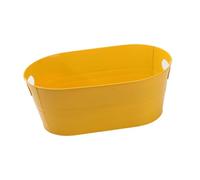 Baoblaze Ice Bucket Galvanized Oval Beverage Tub Tin Storage Container Beer Tub Metal Drink Bucket for Champagne Beer Wine Cooling Bar, yellow