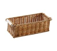 Baoblaze Imitation Rattan Basket Handmade Woven Storage Baskets Imitation Wicker Basket with Wooden Handle Rectangular Narrow Woven Baskets for Kitchen, Shelves, Bedroom, Bedroom, Wardrobe, S