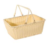 Baoblaze ,imitation Rattan Kitchen Tote Basket, Iron Wire Frame Decoration Easy to Clean Multipurpose with Handle for Beach Home Bread, 40cmx30cmx18cm