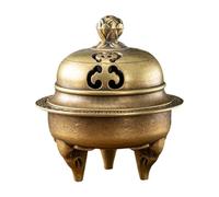 Baoblaze Incense Burner Metal Chinese Round Antique Design Hollowed Out Incense Holder Bowl Small for Office Desktop Tea House Cabinet, Bronze