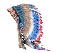 Baoblaze Indian Headdress Feather Headband Festival Headwear American Chief Indian Hat Hair Accessories for Holidays Carnivals Women Men Hat Fascinator,Medium,B