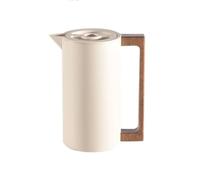 Baoblaze Insulated Beverage Jug Thermal Carafe Vacuum Jug Hot Water Pot with Double Walled Stainless and Wood Grain Handle Suitable for Home Serving Office, Off-White, 1.0L