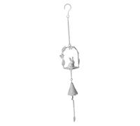Baoblaze Iron Art Rabbit Wind Chime Decorative Animal Windchime Cute Out Door Decor Metal Hanging Decorations for Gift Balcony Outdoor, White