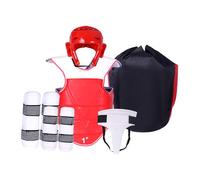 Baoblaze Karate Sparring Gear Set Arm Leg Guards Adjustable Padded Taekwondo Chest Pad Crotch Protector for Martial Art Kickboxing, Red, L