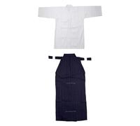 Baoblaze Kendo Uniform Set Ninjas Iaido Adults Kung Fu Apparel Judo Aikido Samurai Hakama, White and Blue, 175cm