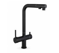 Baoblaze Kitchen Sink Faucet Pull Out Flexible Mixer Tap with 360 Degree Swivel Spout and Inner Pathways in Brass and Ceramic Suitable for Sink Corners deep, Black