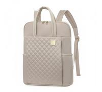 Baoblaze Luggage Oxford Backpack Laptop Computer Bag PU Exterior with Polyester Lining Zipper Closure Diamond Quilted Suitable for School Office Commuting, Beige 763