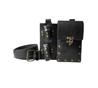 Baoblaze Medieval Alchemy Belt Bag Fantasy PU Leather Belt Pouch for Hiking Halloween Men, Black