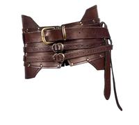 Baoblaze Medieval Waist Belt Medieval Girdle Waist Band Adults Cosplay Steampunk Larp Costume PU Leather Armor Belt Knight Corset Belt, Dark Brown