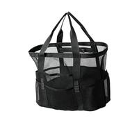 Baoblaze Mesh Portable Large Beach Tote Bag for Vacation Essentials Toys Family, Black