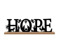 Baoblaze Metal Nativity Set Ornament Christmas Decorations Stylish Tabletop Display Gift Nativity Scene Silhouette for Home Table Xmas, HOPE