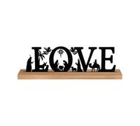 Baoblaze Metal Nativity Set Ornament Christmas Decorations Stylish Tabletop Display Gift Nativity Scene Silhouette for Home Table Xmas, LOVE