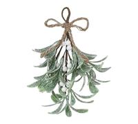 Baoblaze Mistletoe Christmas Decor Artificial Christmas Mistletoe Hanging Ornament Frosted Decoration for Doorway Decoration, White fruit