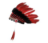 Baoblaze Native American Indian Headdress Adjustable Novelty Dress up Show Party Headwear, Red