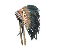 Baoblaze Native American Indian Headdress Feathered Chief Hat Costume Cultural Show Carnival Accessory Indian Hat Hair Accessories for Holidays Festival Dress-Up