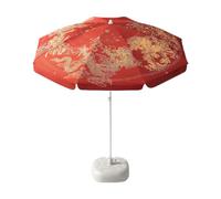 Baoblaze Outdoor Patio Umbrella Parasol Canopy Patio Furniture Cover,Easy to Install,Beach Umbrella,Chinese for Market Backyard, Red with Base