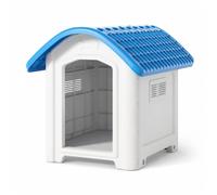 Baoblaze Outdoor Shelter Dog House Kennel Pet With Arched Raised Side Doorless Access Polypropylene Easy To Wash Suitable for garden patio lawn outdoor trips, Blue, No Door