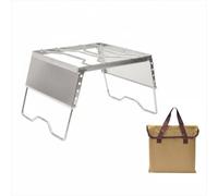 Baoblaze Outdoor Stand Portable Burner Stand Camp Grill Rack Folding Stainless Steel Structure Stable Base Pot And Kettle Support , Large - 5-Level Adjustable With Windshield Storage Bag Included