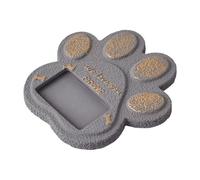Baoblaze Paw Shaped Headstone Dog Memorial Stone with Photo Frame Accessories 5.9x5.9x0.6inch for Pet Loss Sympathy Gift Cemetery Sign, Grey