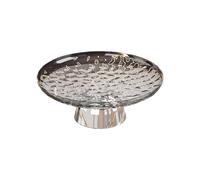 Baoblaze Pedestal Fruit Bowl Round Elevated Serving Plate Practical Storage Tray Fruit Display Plate Centerpiece Decor for Kitchen Counter Dining Table, Office Desk and Party Display, Gray and Silver