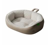 Baoblaze Pet Bed Bolster Lounger Sofa Cooling Mesh Filling Head Rest Design Leather Textured Outer Removable Cushion Machine Washable for Indoor Rest, Brown, L 60 45cm