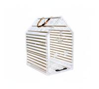 Baoblaze Portable Bird Cage Clear Acrylic Pet Bird Cage With Front Door Access Debris Collecting Base Tray Bamboo Carry Handle Wooden Slat Build Suitable for, Large, Pointed Top