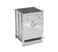 Baoblaze Portable Stainless Steel Compact Camp Cooker Foldable Square Structure Grill Top Carry Handle Vent Ports Simple Assembly Suitable for camping fishing spots travel stops small porches