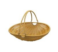 Baoblaze PP Woven Picnic Food Fruit Basket Versatile Lightweight Easy to Clean for Dining Table Iron Wire Frame with Adjustable Handle, Size L