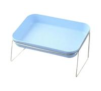 Baoblaze Raised Dog Feeder Bowl Stand, Tilted 15° Slanted Elevated Dining Table for Small and Medium Dogs and Cats with Stainless Steel Sturdy Leg, Detachable Easy Clean Pet Feeder Stand, Blue