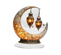 Baoblaze Ramadan Moon Decor Eid Mubarak Ornament 2D Flat Art Craft Table Display for Office Cafe Restaurant Islamic Festival Farmhouse, Style B