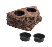 Baoblaze Reptile Feeding Tray Platform Imitation Rock Design Multipurpose Feeder Ledge Food Water Bowl for Amphibians Simple Assembly, Dual Slots