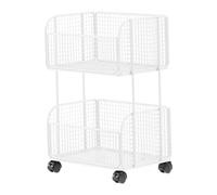 Baoblaze Rolling File Folder Cart,Mobile Utility Cart School with Lockable Wheels Under Desk Storage Organizer for Bathroom Toiletries, White Two Layer