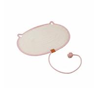 Baoblaze Scratch Resistant Cat Scratching Mat Board Bed Featuring Rope Weave Breathable Cotton Linen Interactive Knotted Ball Cute Cat Ear Feature suitable for, Magenta White, 50 35cm