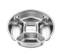 Baoblaze Serving Tray Stainless Steel Divided Dish Bowl Platter with Five Compartments for Separating Appetizers Snacks Fruit and Sauces Suitable for Home