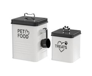 Baoblaze Set of 2 Airtight Pet Food Storage Container Versatile Sturdy, White Easy Carry Accessory Lightweight with Food Bucket