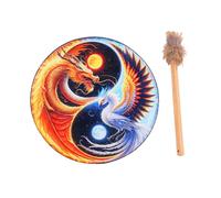 Baoblaze Shaman Drum with Drumstick Prop for Ceremony Useful Decoration Adults Lightweight Supplies Performances Shamanic Drum, Dragon and Phoenix