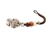Baoblaze Silver Pendant Necklace Mythical Creature Charm Auspicious Animal Amulet Carved Pendant Jewelry Detailed Carving With, Mini Pixiu - Full Silver With Key Braided Rope
