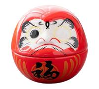 Baoblaze Small Ceramic Daruma Doll Japanese Art Sculpture Collection Creative Miniature Figurine Dharma Decor for Festival New Year, Red