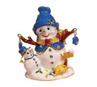 Baoblaze Snowman Enamel Trinket Box, Hinged Jewelry Organizer Mini Rings Earrings Storage, Home Decor Figurine Keepsake Collectible, Blue