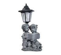 Baoblaze Solar Garden Statue with Lights, Easy to Use Resin Kids Reading Shape Solar Garden Sculpture Figurine, Modern Decorative Ornament Lights for Courtyard Patio Outdoor Decor