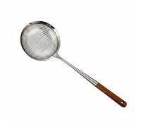 Baoblaze Stainless Steel Strainer Skimmer Spoon Kitchen Tool Perforated Bowl Wooden Handle Mirror Polished Surface Suitable for Cooking Frying Draining Food Prep, Large