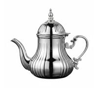 Baoblaze Stainless Steel Teapot Coffee Pot Classic Decorative Drinkware Polished Body Ornate Spout Elegant Lid Suitable for Home Serving Guest Entertaining, Moroccan, Four-Stripe, Silver