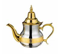 Baoblaze Stainless Steel Teapot Coffee Pot Classic Decorative Drinkware Polished Body Ornate Spout Elegant Lid Suitable for Home Serving Guest Entertaining, Moroccan, Traditional