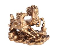 Baoblaze Standing Running Two Horses Statue Feng Shui Two Galloping Horses Statue for Desk Decor