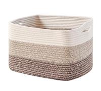 Baoblaze Storage Basket Sturdy Cotton Rope Organizer Rectangular Basket with Handles Suitable for Books Toys Laundry Home Decoration, Mixed Three Colors, 48 28 23cm L W H