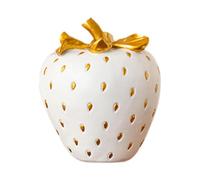 Baoblaze Strawberry Fruit Figurine Strawberry Statue Decoration Gift Display Ornament Simulation Fruit Model for Photo Prop Home Party, White Gold