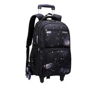Baoblaze Student Trolley Rolling Backpack Bookbag Luggage Suitcase With Stair Stable Base Balanced Load Suitable for school sports short travel camping picnic, Black, Starry 6-Wheel