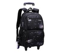 Baoblaze Student Trolley Rolling Backpack Bookbag Luggage Suitcase With Stair Stable Base Balanced Load Suitable for school sports short travel camping picnic, Black, Starry Big-wheel
