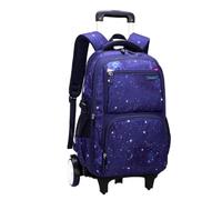 Baoblaze Student Trolley Rolling Backpack Bookbag Luggage Suitcase With Stair Stable Base Balanced Load Suitable for school sports short travel camping picnic, Dark Blue, Starry Big-wheel