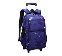 Baoblaze Student Trolley Rolling Backpack Bookbag Luggage Suitcase With Stair Stable Base Balanced Load Suitable for school sports short travel camping picnic, Dark Blue, Starry 2-Wheel